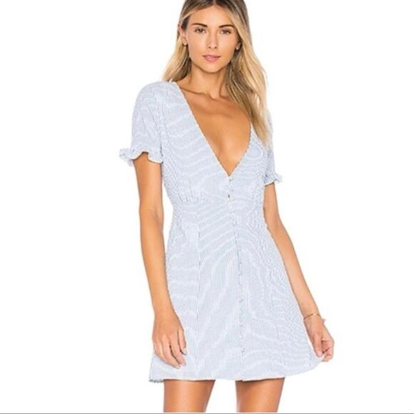 Privacy Please Dresses & Skirts - Privacy Please Revolve Daffodil Button Front Striped Mini Dress – Size Medium